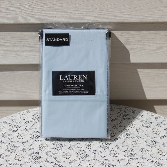 Ralph Lauren Dunham Sateen 100% Cotton Set of 2 Pillowcases Celestial Blue - Picture 4 of 8